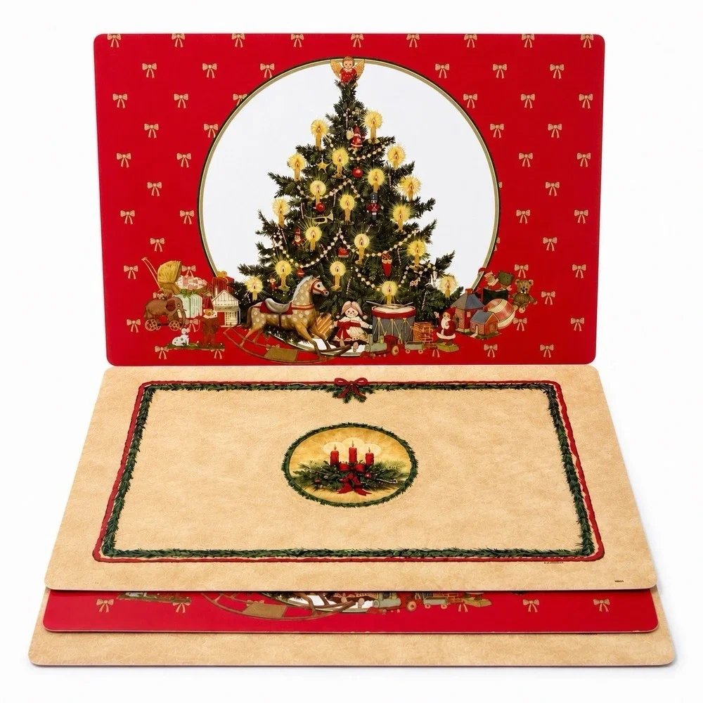 VTG Bright of America Christmas Placemats Set of 4 Reversible USA Holiday Table